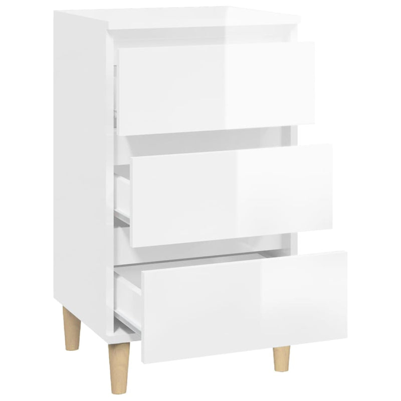 Bedside Cabinet High Gloss White 40x35x70 cm Engineered Wood