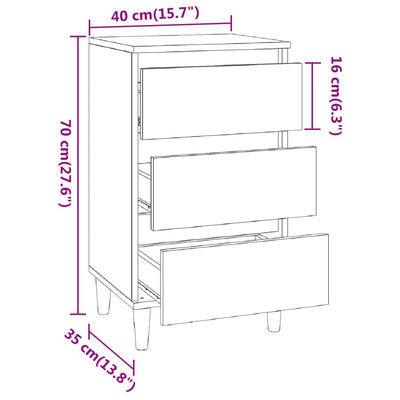 Bedside Cabinet High Gloss White 40x35x70 cm Engineered Wood