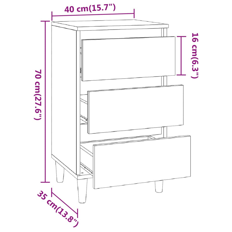 Bedside Cabinet Smoked Oak 40x35x70 cm Engineered Wood