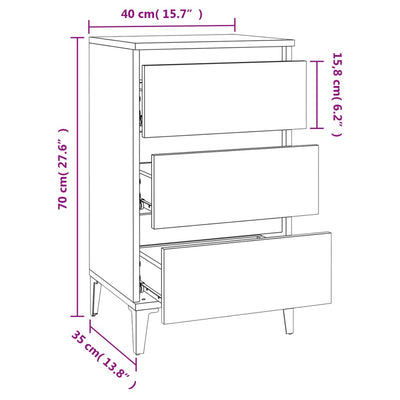 Bedside Cabinet High Gloss White 40x35x70 cm Engineered Wood