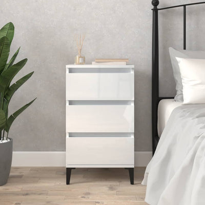 Bedside Cabinet High Gloss White 40x35x70 cm Engineered Wood