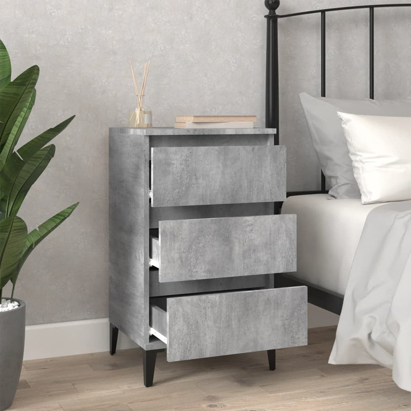 Bedside Cabinet Concrete Grey 40x35x70 cm Engineered Wood