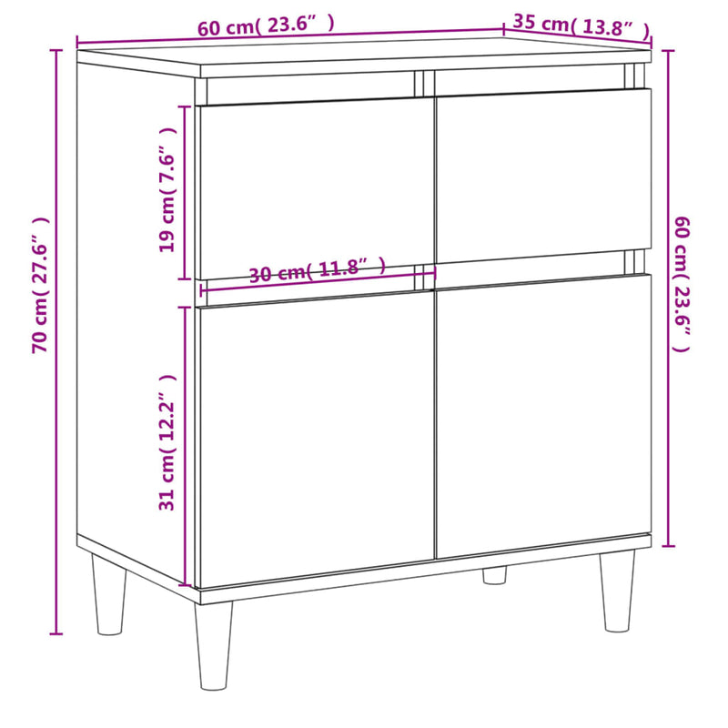 Sideboard Black 60x35x70 cm Engineered Wood