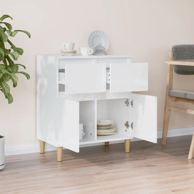 Sideboard High Gloss White 60x35x70 cm Engineered Wood