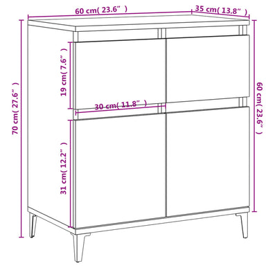 Sideboard High Gloss White 60x35x70 cm Engineered Wood