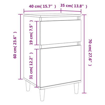 Bedside Cabinet White 40x35x70 cm