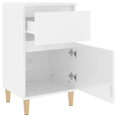 Bedside Cabinet High Gloss White 40x35x70 cm