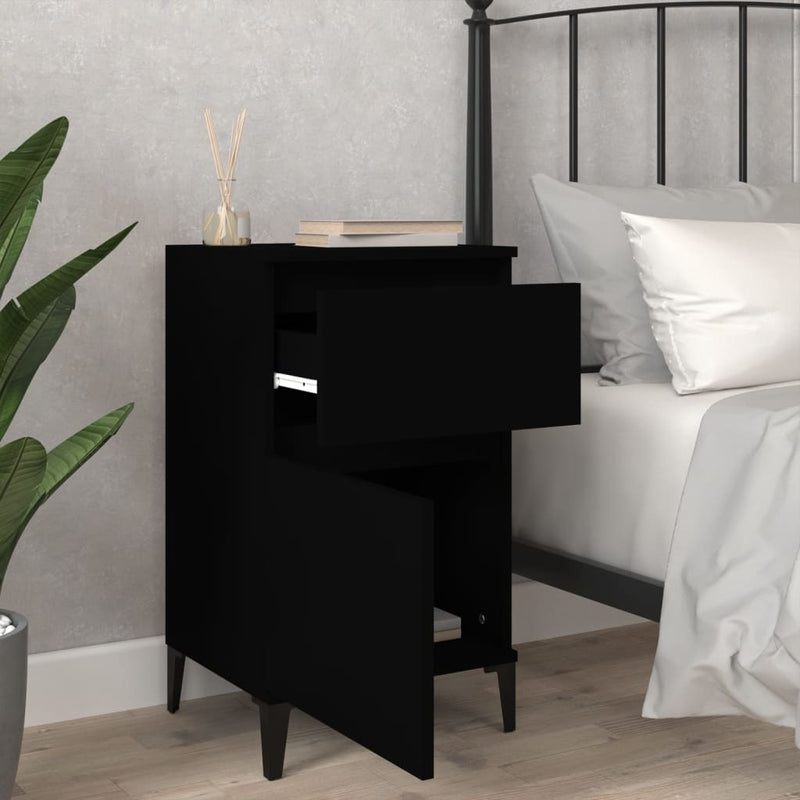 Bedside Cabinet Black 40x35x70 cm