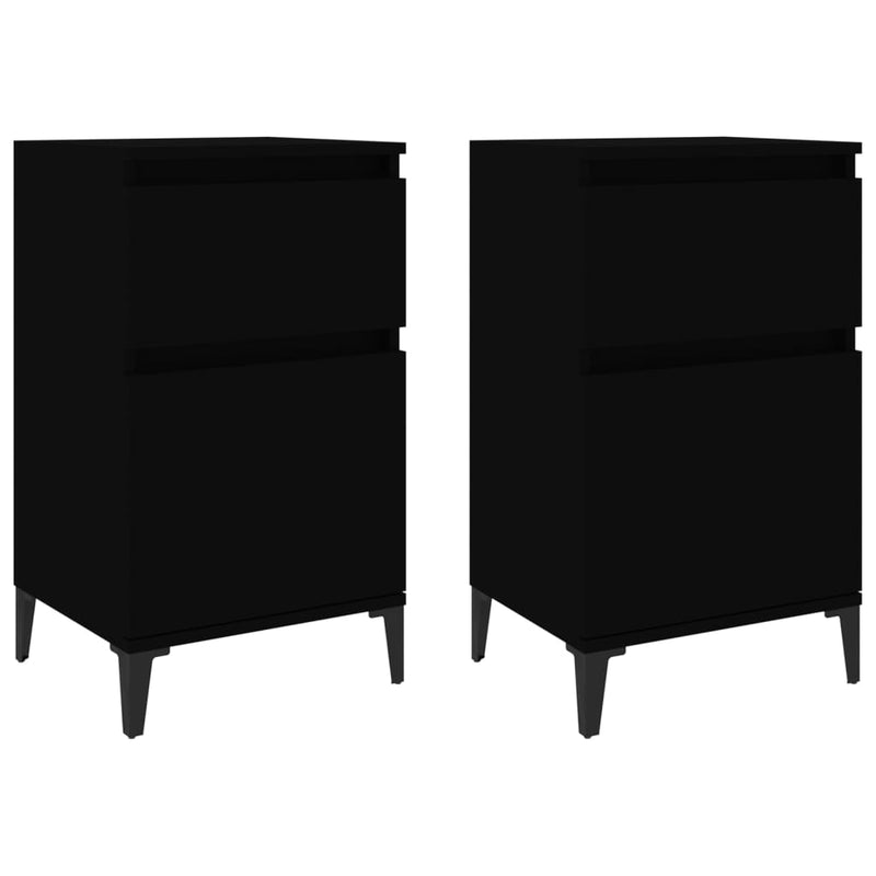 Bedside Cabinets 2 pcs Black 40x35x70 cm