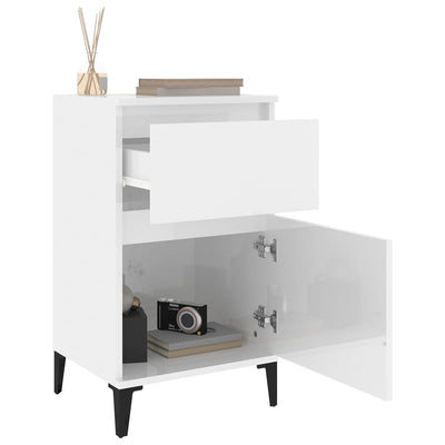 Bedside Cabinet High Gloss White 40x35x70 cm