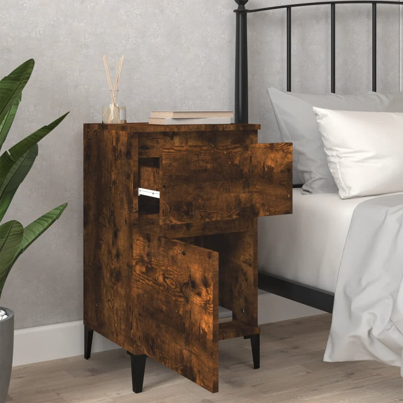 Bedside Cabinet Smoked Oak 40x35x70 cm