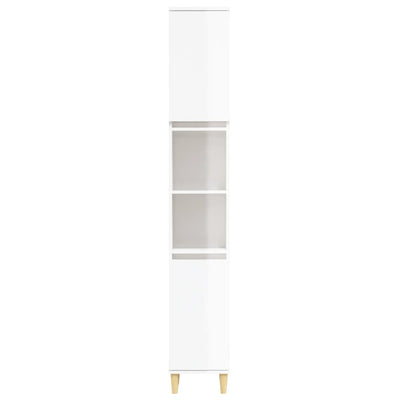 Bathroom Cabinet High Gloss White 30x30x190 cm Engineered Wood