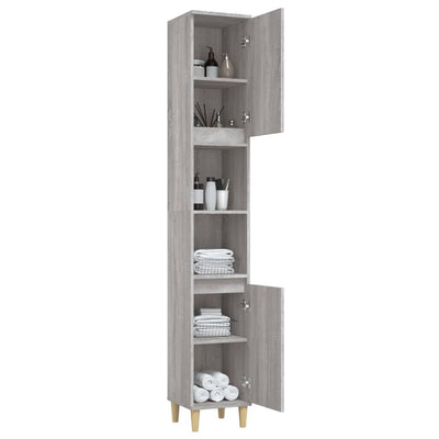 Bathroom Cabinet Grey Sonoma 30x30x190 cm Engineered Wood