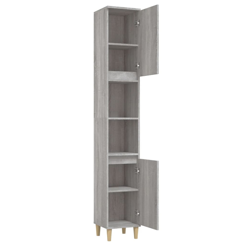 Bathroom Cabinet Grey Sonoma 30x30x190 cm Engineered Wood