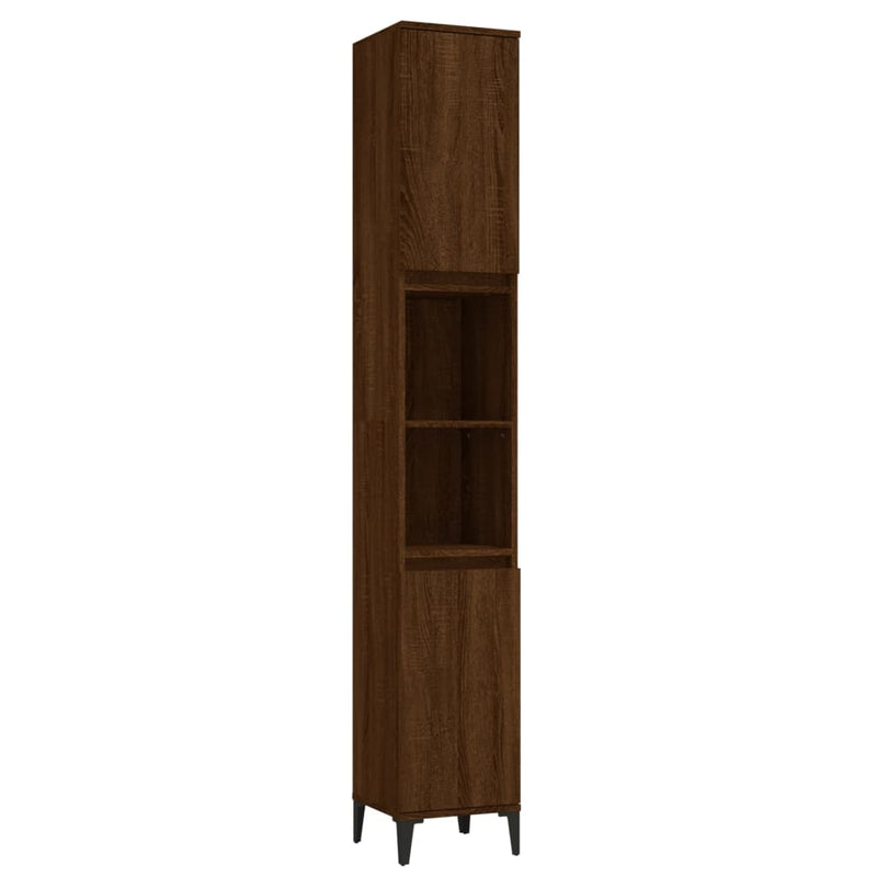 Bathroom Cabinet Brown Oak 30x30x190 cm Engineered Wood