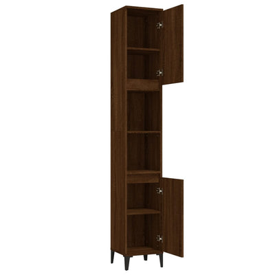 Bathroom Cabinet Brown Oak 30x30x190 cm Engineered Wood