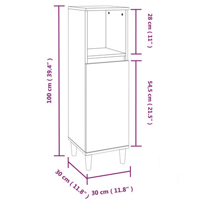 Bathroom Cabinet High Gloss White 30x30x100 cm Engineered Wood