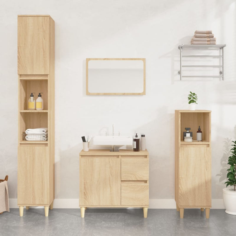 Bathroom Cabinet Sonoma Oak 30x30x100 cm Engineered Wood