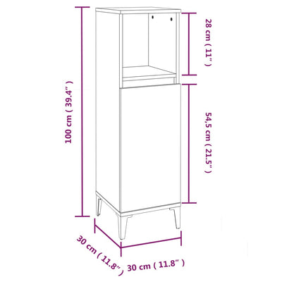 Bathroom Cabinet White 30x30x100 cm Engineered Wood