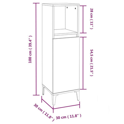 Bathroom Cabinet High Gloss White 30x30x100 cm Engineered Wood