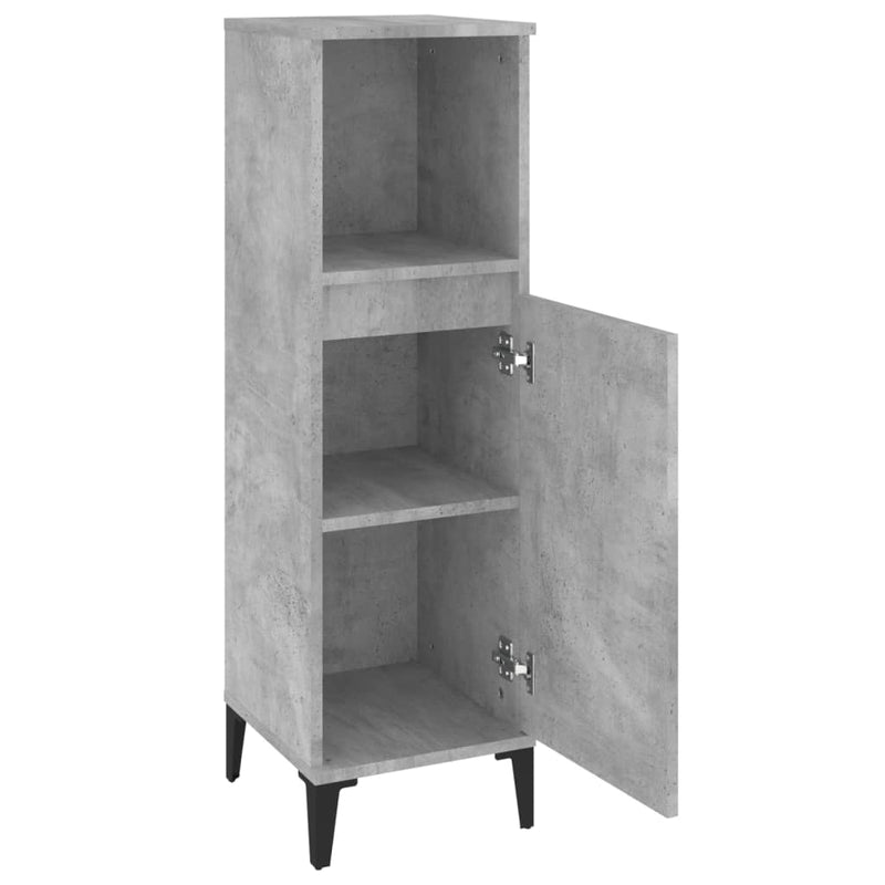 Bathroom Cabinet Concrete Grey 30x30x100 cm Engineered Wood