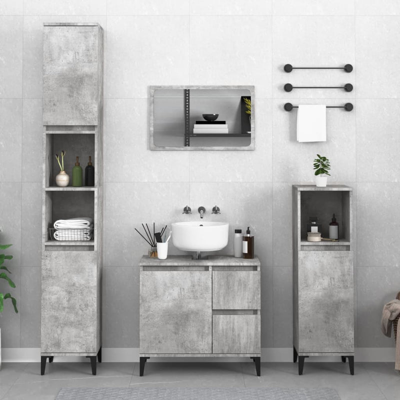 Bathroom Cabinet Concrete Grey 30x30x100 cm Engineered Wood