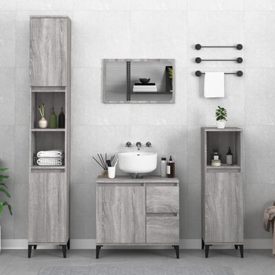 Bathroom Cabinet Grey Sonoma 30x30x100 cm Engineered Wood