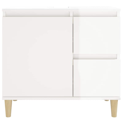 Bathroom Cabinet High Gloss White 65x33x60 cm Engineered Wood