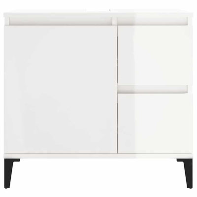 Bathroom Cabinet High Gloss White 65x33x60 cm Engineered Wood