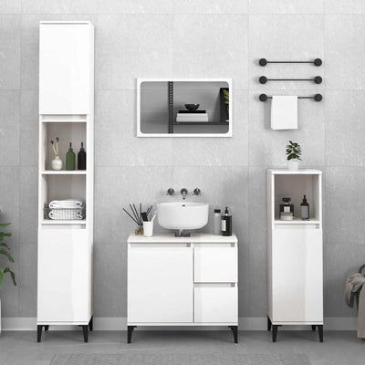 Bathroom Cabinet High Gloss White 65x33x60 cm Engineered Wood