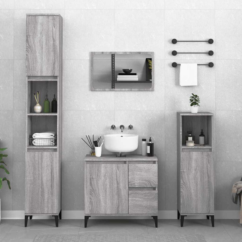 Bathroom Cabinet Grey Sonoma 65x33x60 cm Engineered Wood