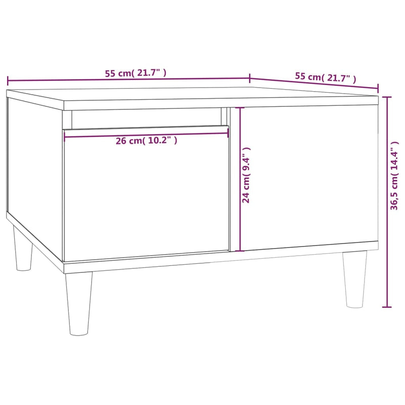 Coffee Table Smoked Oak 55x55x36.5 cm Engineered Wood