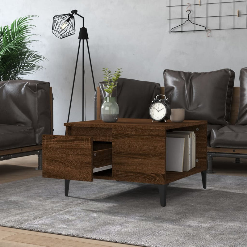 Coffee Table Brown Oak 55x55x36.5 cm Engineered Wood