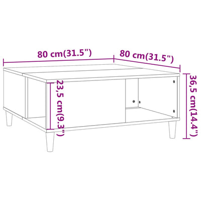 Coffee Table White 80x80x36.5 cm Engineered Wood