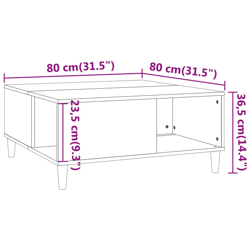 Coffee Table Black 80x80x36.5 cm Engineered Wood