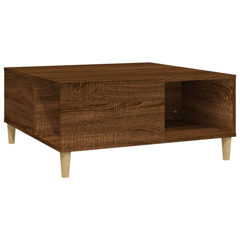 Coffee Table Brown Oak 80x80x36.5 cm Engineered Wood