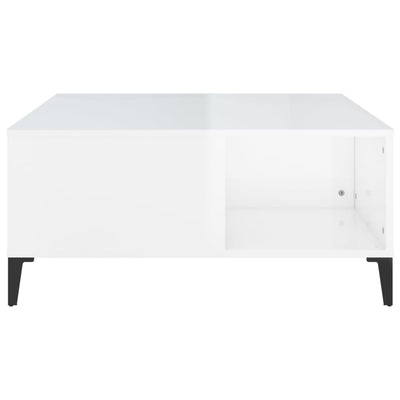 Coffee Table High Gloss White 80x80x36.5 cm Engineered Wood