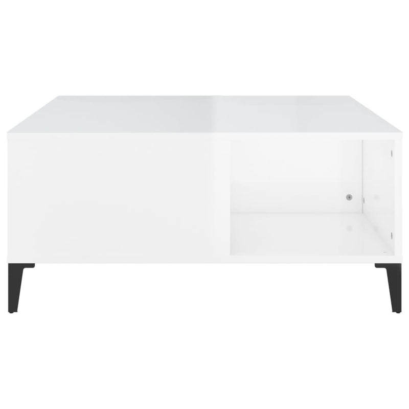 Coffee Table High Gloss White 80x80x36.5 cm Engineered Wood