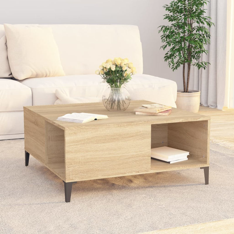 Coffee Table Sonoma Oak 80x80x36.5 cm Engineered Wood