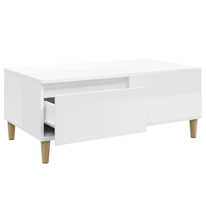 Coffee Table High Gloss White 90x50x36.5 cm Engineered Wood