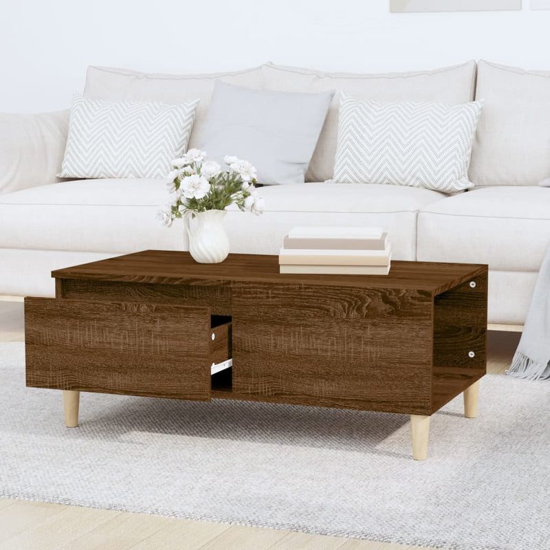 Coffee Table Brown Oak 90x50x36.5 cm Engineered Wood