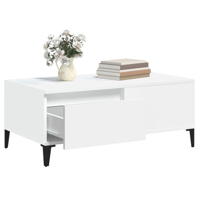 Coffee Table White 90x50x36.5 cm Engineered Wood