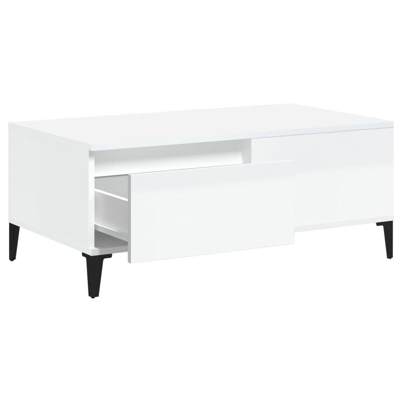 Coffee Table High Gloss White 90x50x36.5 cm Engineered Wood