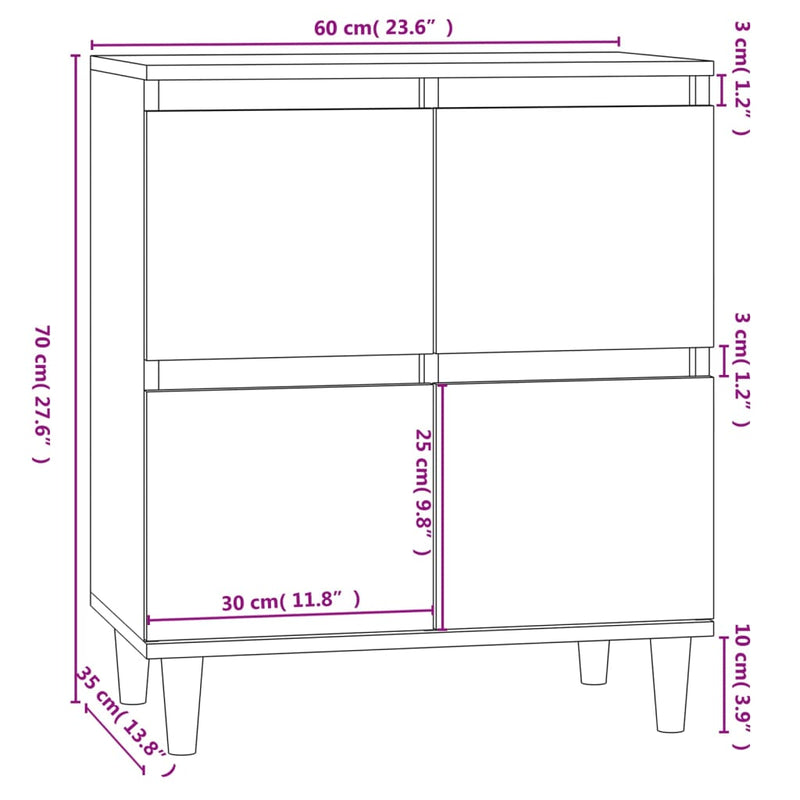 Sideboard White 60x35x70 cm Engineered Wood