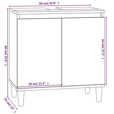 Sink Cabinet White 58x33x60 cm Engineered Wood