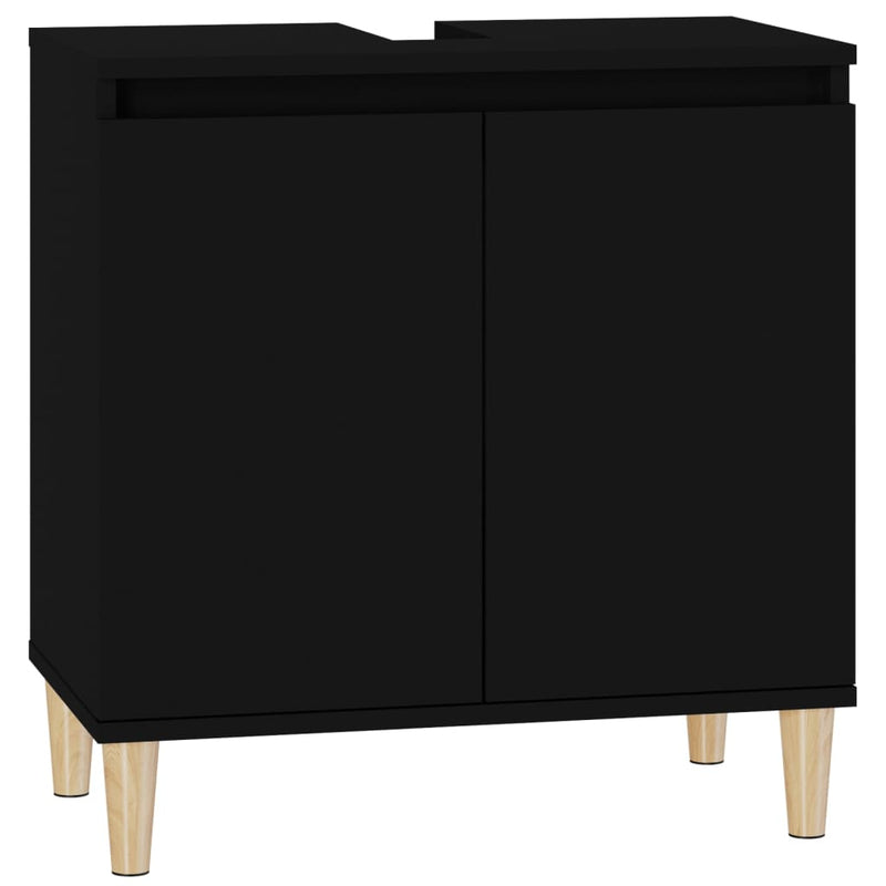 Sink Cabinet Black 58x33x60 cm Engineered Wood