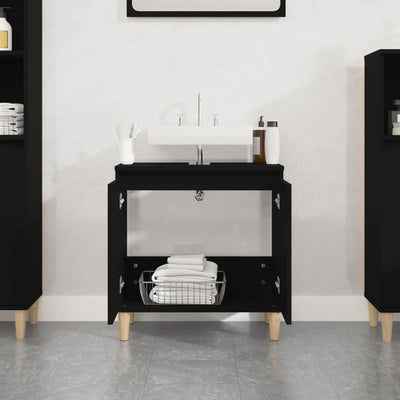 Sink Cabinet Black 58x33x60 cm Engineered Wood