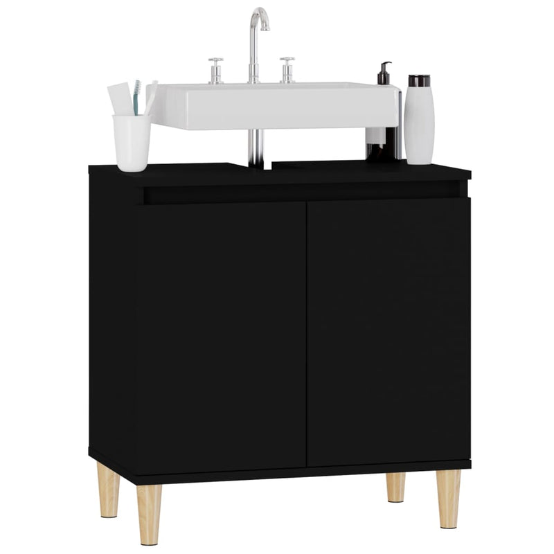 Sink Cabinet Black 58x33x60 cm Engineered Wood