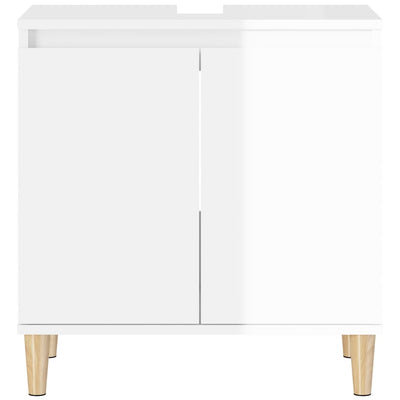 Sink Cabinet High Gloss White 58x33x60 cm Engineered Wood