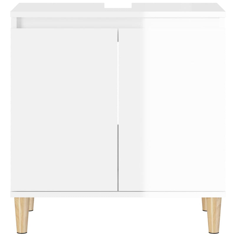 Sink Cabinet High Gloss White 58x33x60 cm Engineered Wood